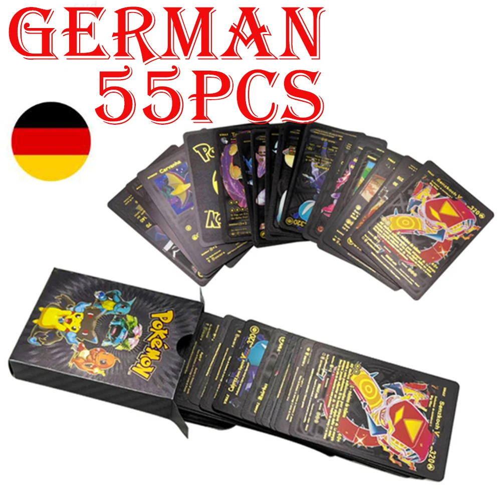Carte Pokemon Tedesche Nastro D'Oro Nero Karten Deutsch Vmax Gx Energy Charizar Pikachu Rare Collection Battle Trainer Card Gift