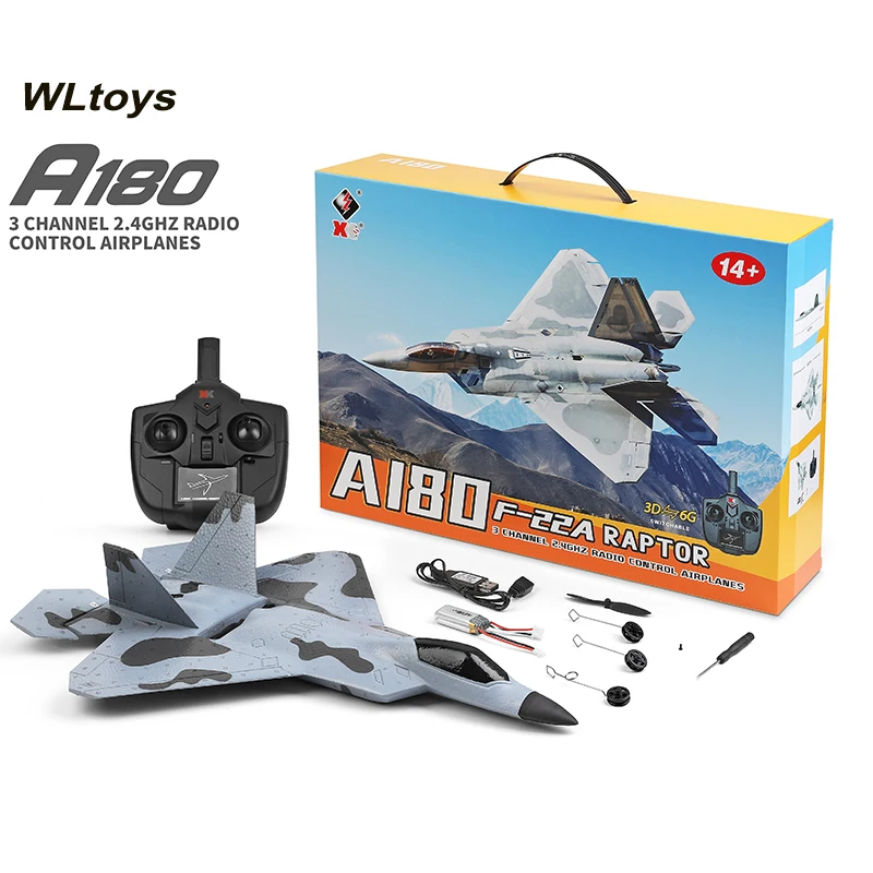 Wltoys Xk A180 Rc Aereo 2.4Ghz 3 Canali 6 Assi Giroscopio F22 Raptor Rc Aereo Aliante Lancio Wingspan Schiuma Aerei Ala Fissa Rtf