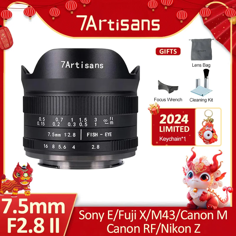 7 Artigiani 7 Artigiani 7.5Mm F2.8 Ii Obiettivo Fisheye Ultra Grandangolare Per Nikon Z Sony E Fuji Xf M43 Mount Canon Rf Canon Eos M Mount