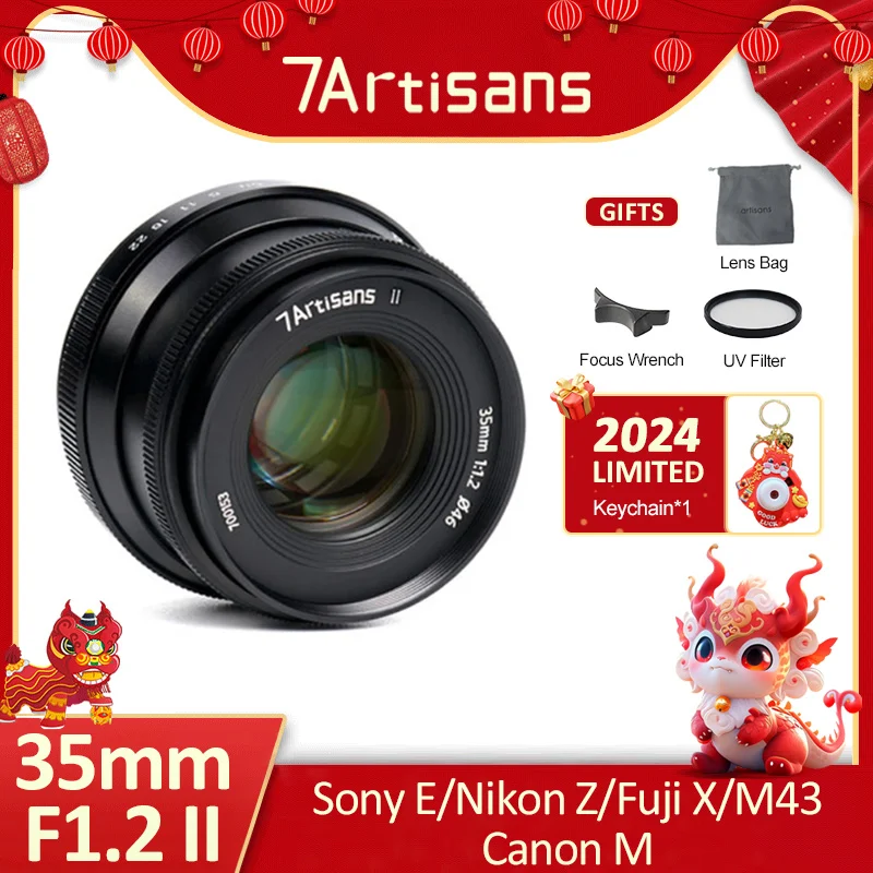 7 Artigiani 7 Artigiani 35Mm F1.2 Ii Mf Portrait Camera Lens Aps-C Per Fuji X Sony E Canon Eos-M M4/3 Nikon Z Mount Fotocamere Lens