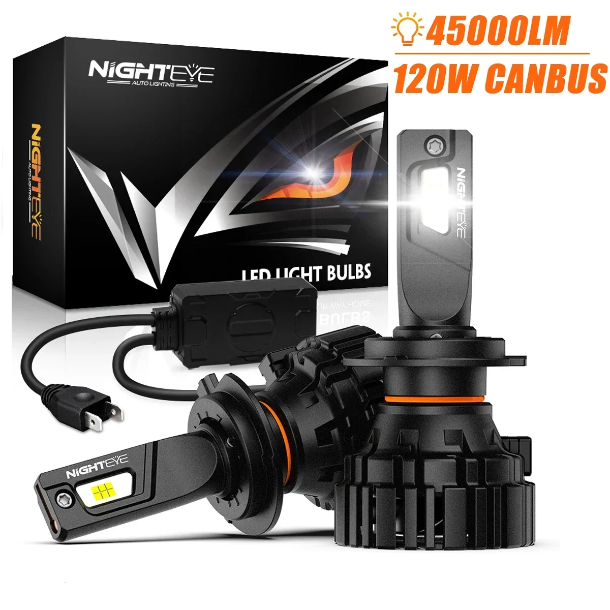 Nighteye H7 Led Canbus 45000Lm H4 Lampadine Per Fari Auto 120W H11 H8 H9 9005 Hb3 9006 Hb4 Lampade Per Auto 6500K Led Bianco 12V Luci Per Auto