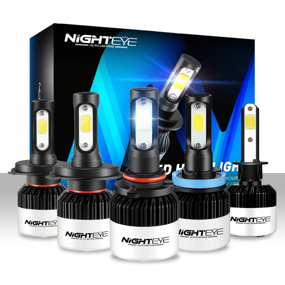 Fari Per Auto Super Luminosi Nighteye H7 Led H4 Led H8/H9/H11 Hb3/9005 Hb4/9006 Lampadina Automatica 72W 9000Lm Automobili Faro 6500K