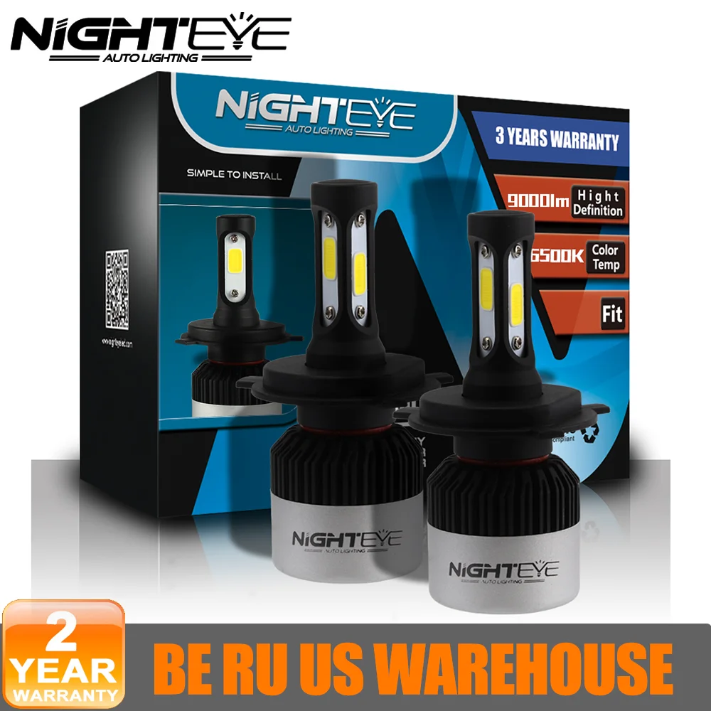 Lampadine Per Fari Per Auto Nighteye H4 Led H7 H11 H8 H9 9005 Hb3 9006 Hb4 H3 H1 Faro Automatico Super Luminoso 72W 9000Lm 6500K Luci Per Auto