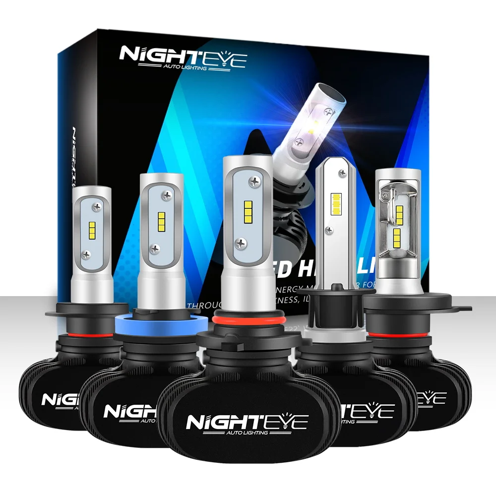 Nighteye Led H4 H7 H8 H9 H11 8000Lm 50W 6500K Fari A Led Per Auto Fendinebbia Bianchi 9005 Hb3 9006 Hb4 Fendinebbia