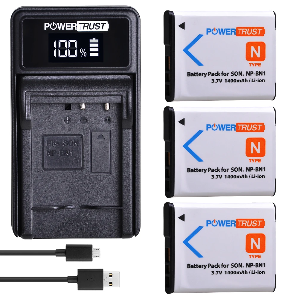 3X Np-Bn1 Npbn1 Bn1 Batteria + Del Caricatore Led Per Sony Cyber-Shot Dsc-Dsc-W800,Dsc-Wx220,Dsc-W830,Dsc-W810,Dsc-Qx30,Dsc-Qx100,Dsc-Qx10