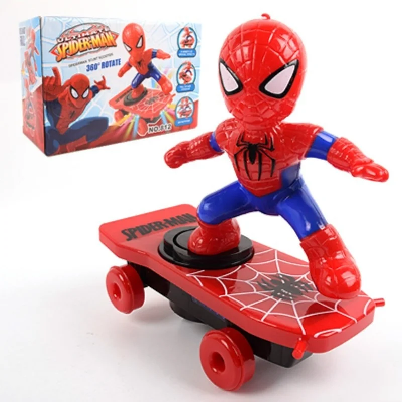 Spiderman Automatic Flip Rotation Skateboard Acusto-Optic Car Ultraman Electric Music Toy Stunt Scooters Regali Di Compleanno