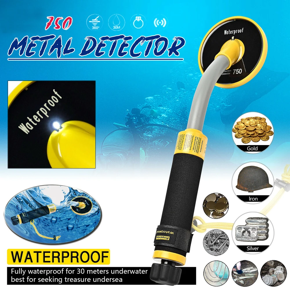 Tenuto In Mano Metal Detector Pi-Iking 750 30M Tecnologia Pinpointer Di Induzione Di Impulso (Pi) Underwater Metal Detector Wate