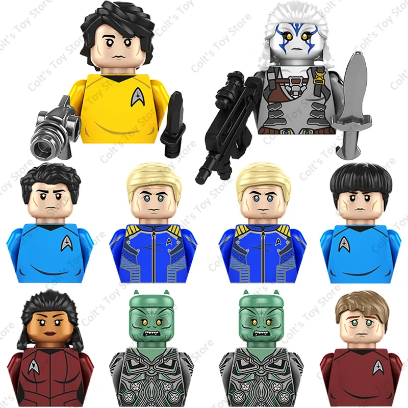Hot Classic Movie Star Trek Building Blocks Mini Action Figures James Tiberius Nick Spock Hikaru Sulu Model Dolls Toys Kid Gift