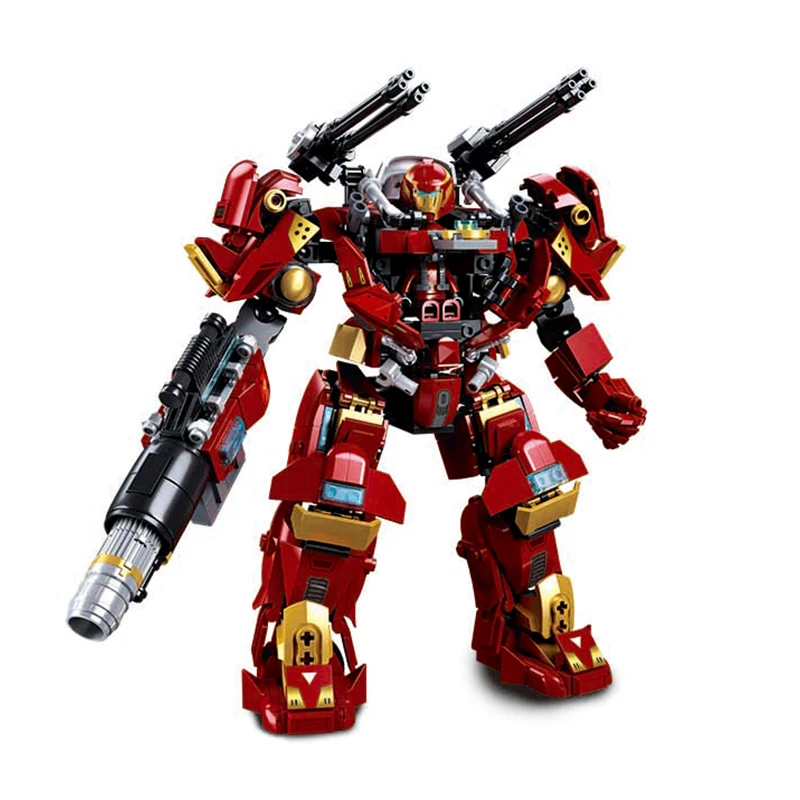 2024 Super Hero Mech Series Red War Machine Buster Hulkbuster Armor Model Building Blocks Classic Marvel Movie Bricks Toys Gifts