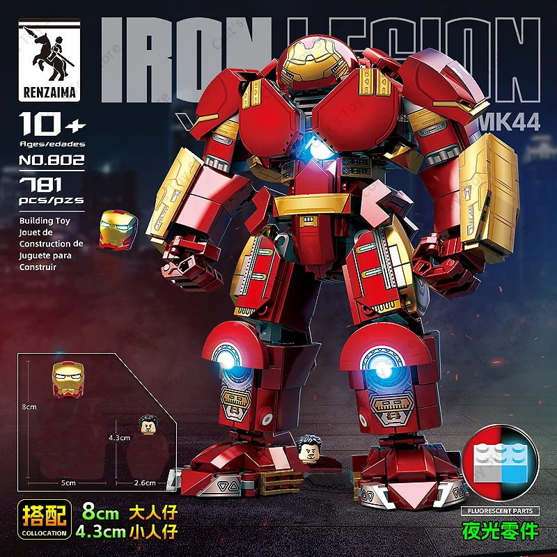 2024 Classic Marvel Iron Man Building Blocks Toys Mark44 Hulk Buster Mech Superhero Avengers Action Figures Model Boys Gifts