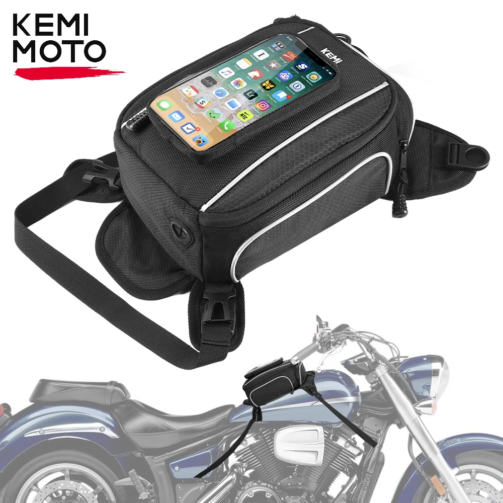 Kemimoto Moto Tank Bag Touchscreen Phone Pouch Strong Magnetic Tank Bag Universale Per Sportster Softail Dyna V-Star Shadow