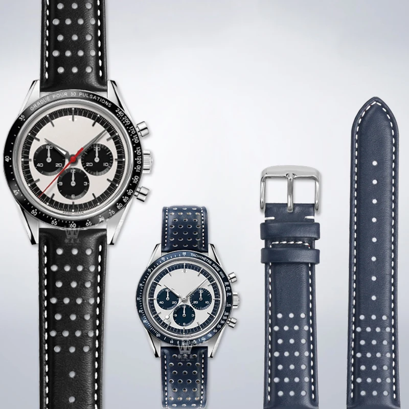 Cinturino In Pelle Di Alta Qualità Da 19Mm Per Omega Speedmaster Series 311.32.40 Panda Eye Ck2998 Speedmaster Cinturino Traspirante Lunare