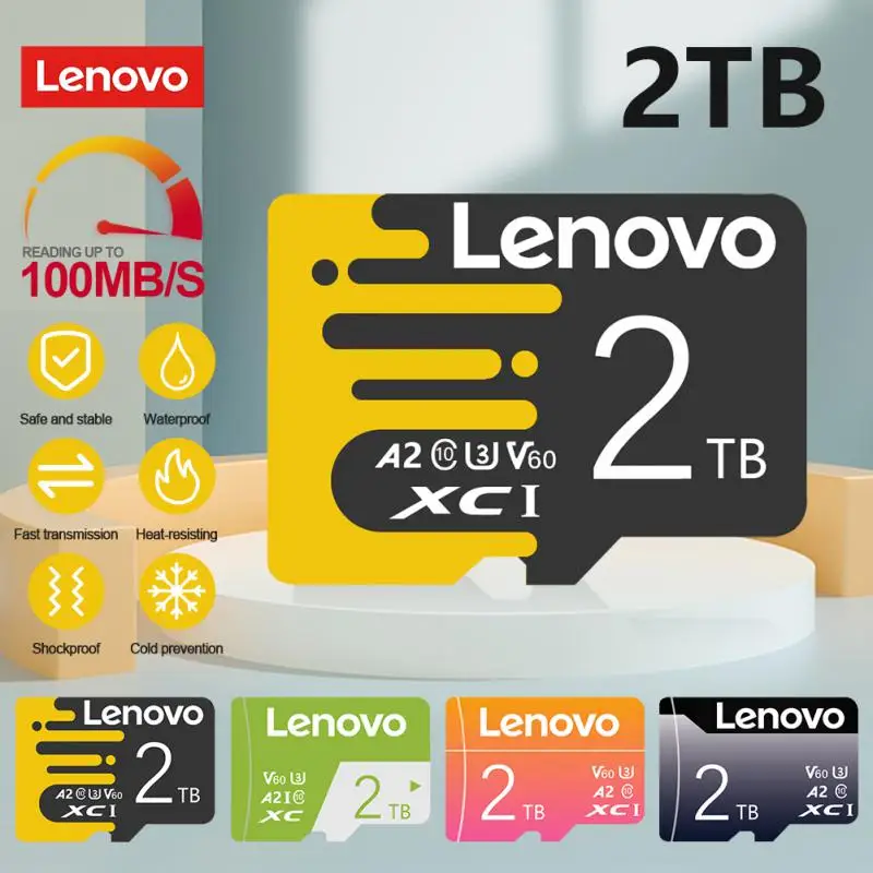 Scheda Di Memoria Lenovo Sd 2 Tb Micro Tf/Sd Card 1Tb Classe 10 Scheda Tf Flash A2 U3 Ad Alta Velocità V60 Scheda Flash Usb Da 2 Tb Per Fotocamera 4K