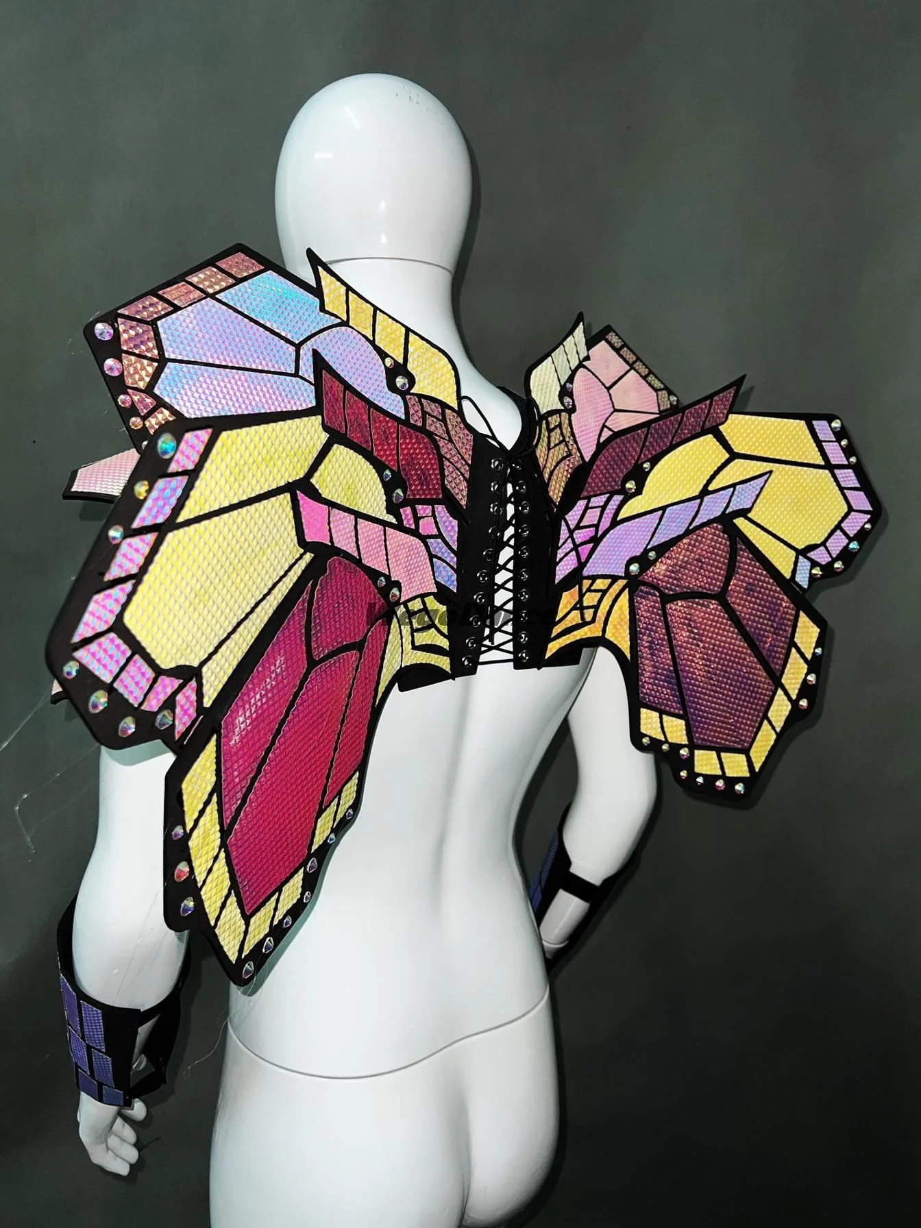 New Future Show Stage Costumes Model Passerella Men Armature Laser Butterfly Laser Costume Set Alien Tech Butterfly Armor Spaulders