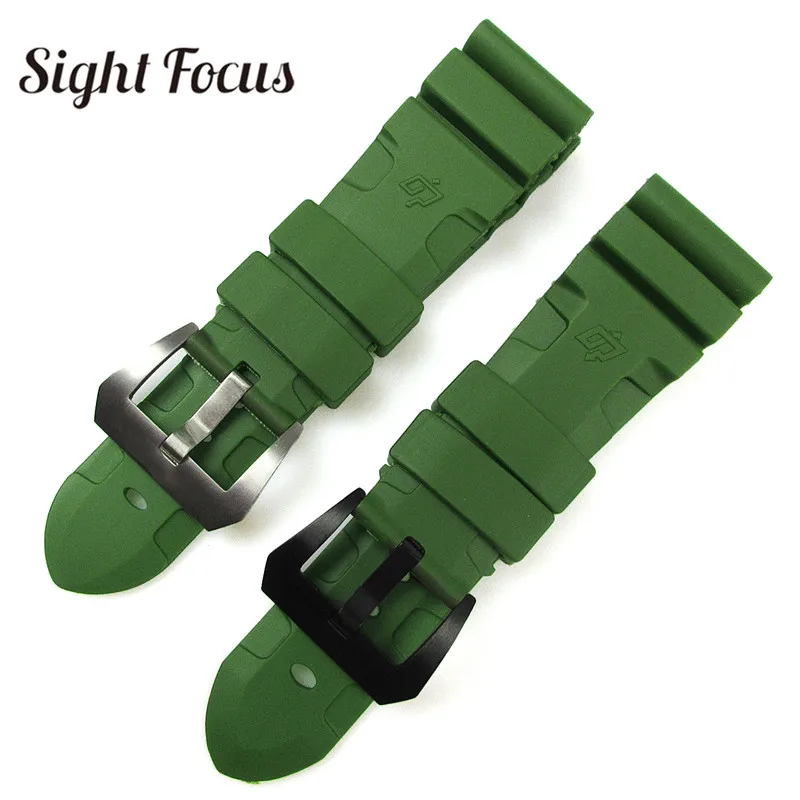 24Mm 26Mm Illuminazione Verde Militare Sostituzione Cinturino Per Cinturino Panerai Sommergibile Radiomir Cinturino In Gomma Braccialetti Cintura Mili