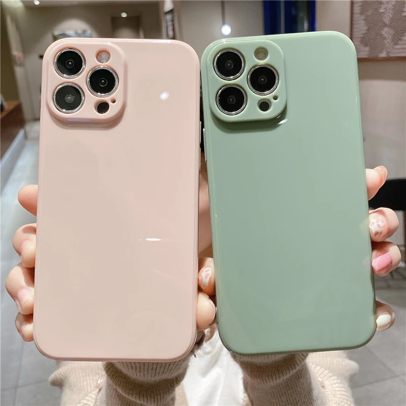 Simpatica Custodia Morbida A 16 Colori Per Iphone 14Plus 13 12 11 Pro Max 12 13 Mini Protezione Per Fotocamera Xs X Xr 7 8 Plus Cover Semplice Antiurt