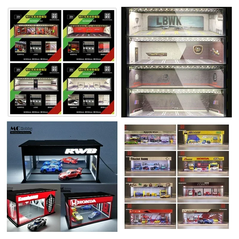 Geechan G-Fans Mc Hobby 1:64 Diorama Led Lighting Display Fast Furious Jdm Koenigsegg Nissan Rwb Lbwk Spoon Advan