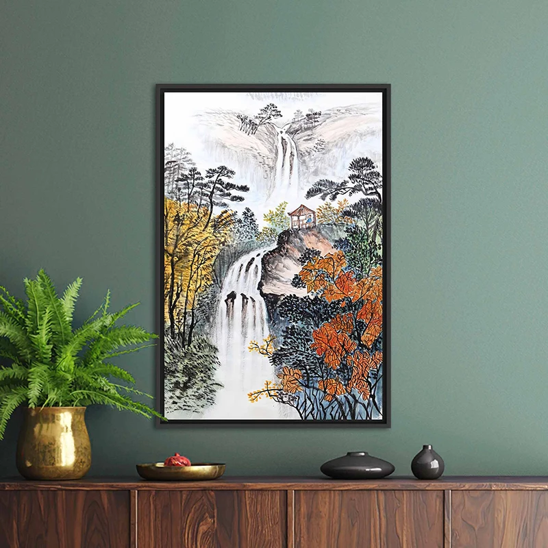 China Waterfall Landscape Canvas Painting Poster E Stampe Modern Wall Art Pictures Fior Home Decor Room Murals