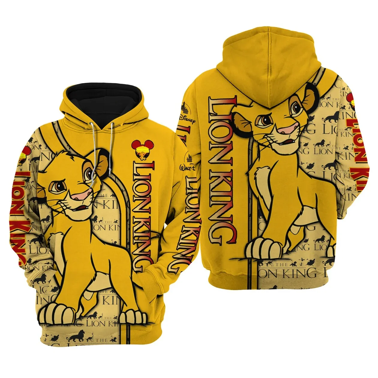 2024 Disney Lion King Simba 3D Felpa Con Cappuccio Da Uomo E Da Donna 3D Fashion And Leisure Felpa Con Cappuccio