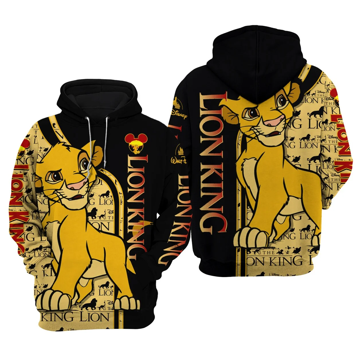 Simba Lion King 3D Felpa Con Cappuccio Cartoon The Lion King Disney Over Print 3D Zip Hoodie
