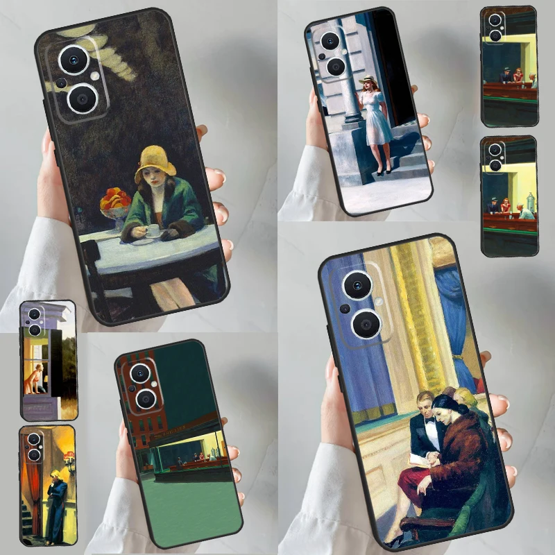 Nighthawks By Edward Hopper Case Per Oppo Find X3 X2 Lite Neo X6 X5 Pro Reno 3 4 5 6 7 8 Lite 8T 2Z 5Z 4Z Cover Per Telefono