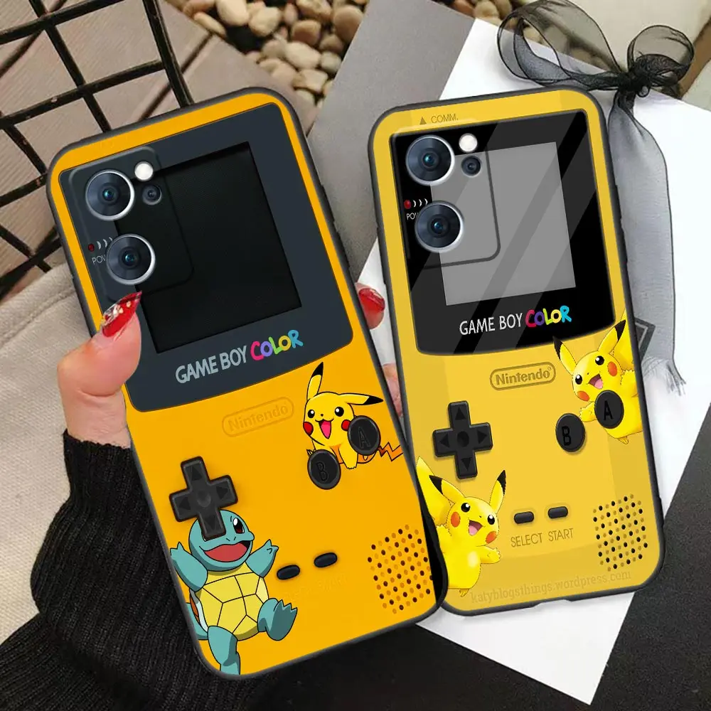 Game-Boy P-Pokemon Cover Phone Case Funda Per Oppo Reno 7 8 6 5 Coque 4 3 2 2F 10 Pro Plus 4G Find X2 X3 X5 5G Case Capa Para