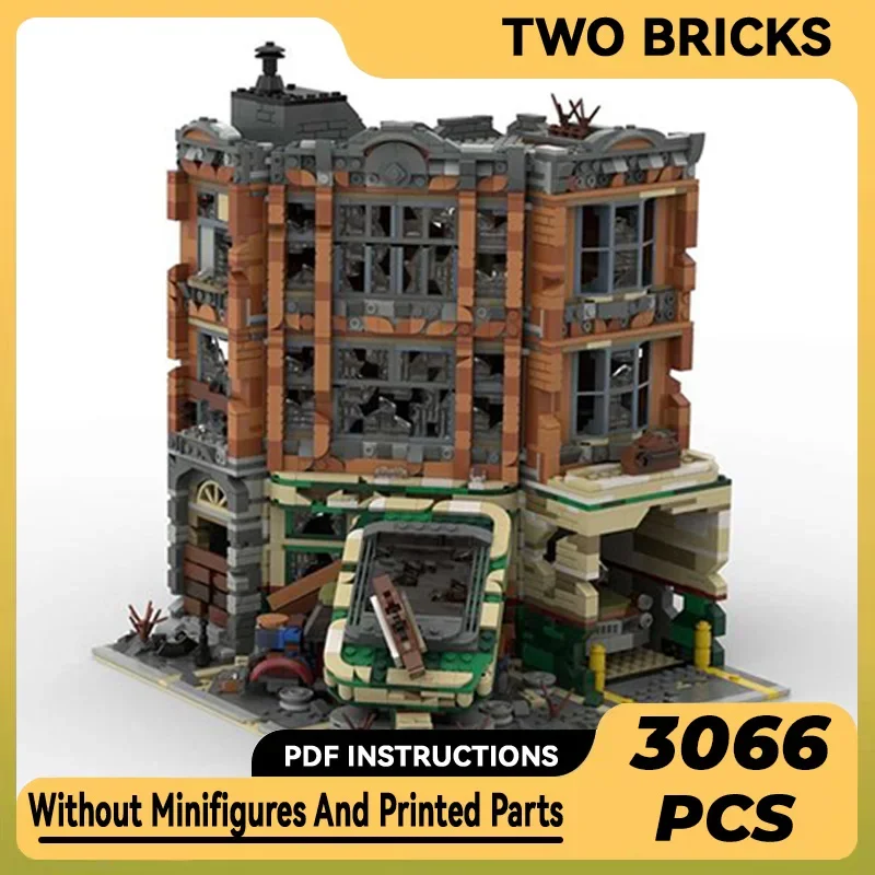 Moc Building Bricks City Model Corner Garage Apocalypse Version Technology Blocchi Modulari Regali Giocattoli Di Natale Set Fai Da Te Assemblaggio