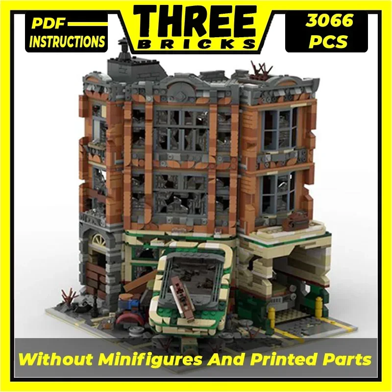 Moc Building Bricks City Model Corner Garage Apocalypse Version Technology Blocchi Modulari Regali Giocattoli Di Natale Set Fai Da Te Assemblaggio