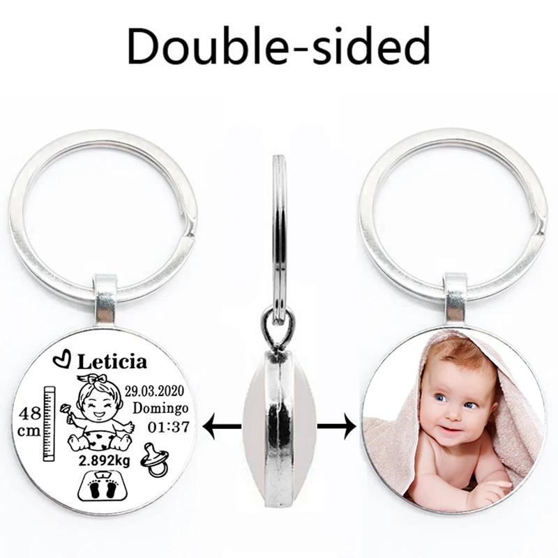 Portachiavi Bambino Fai Da Te Nome Neonato Data Di Nascita Peso Altezza Portachiavi Personalizzato Commemorativo Nuovo Regalo Mamma Papà