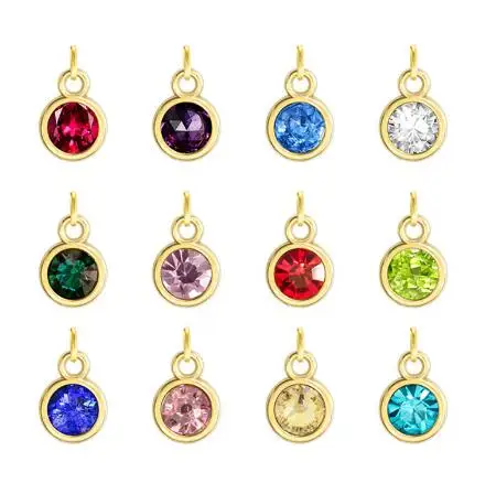 12 Pz/Lotto Color Oro Birthstone Con Anello Aperto Galleggiante Ciondoli Misura Per Memroy Magnetico Medaglione