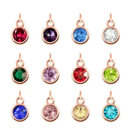 12 Pz/Lotto Bling Color Oro Rosa Birthstone Con Ciondoli Galleggianti Ad Anello Aperto Adatti Per Medaglione Magnetico Memroy