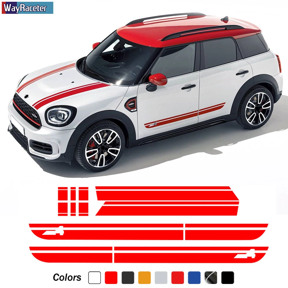 Car Hood Decal Bonnet Band Baule Posteriore Kit Carrozzeria Strisce Laterali Gonna Adesivo Per Mini Countryman F60 Cooper Jcw Accessori