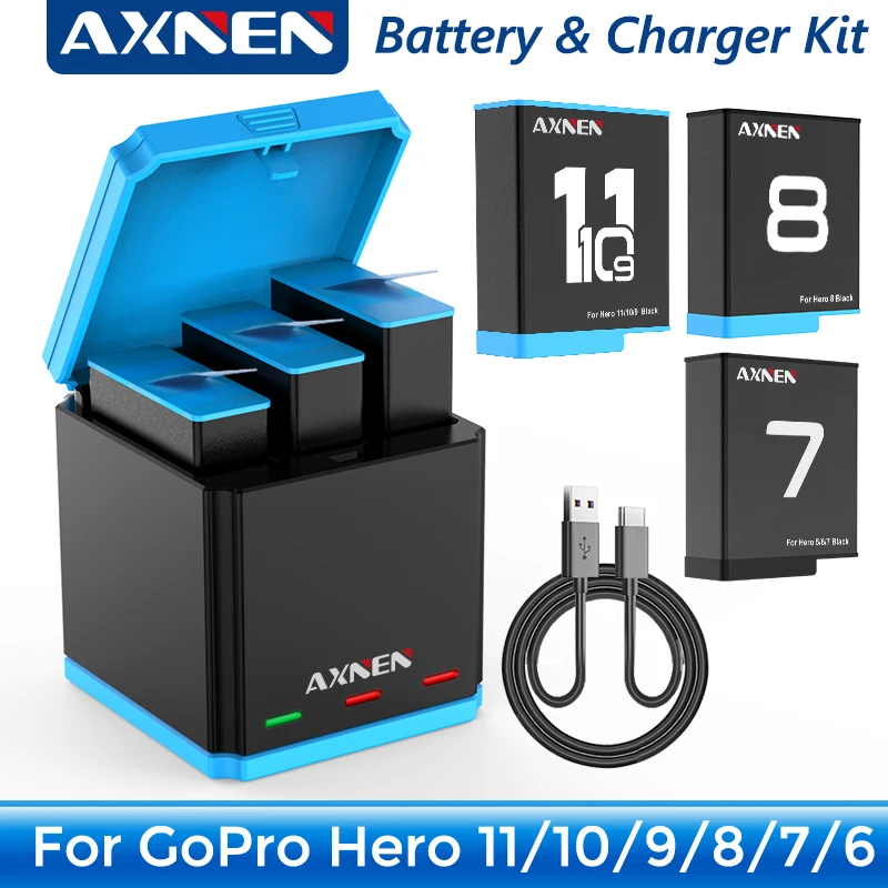 Kit Batteria O Caricabatterie Per Gopro Hero 11 10 9 8 7 6 5 Accessori Gopro Per Action Camera Originale Go Pro Hero11 Hero8 Hero10