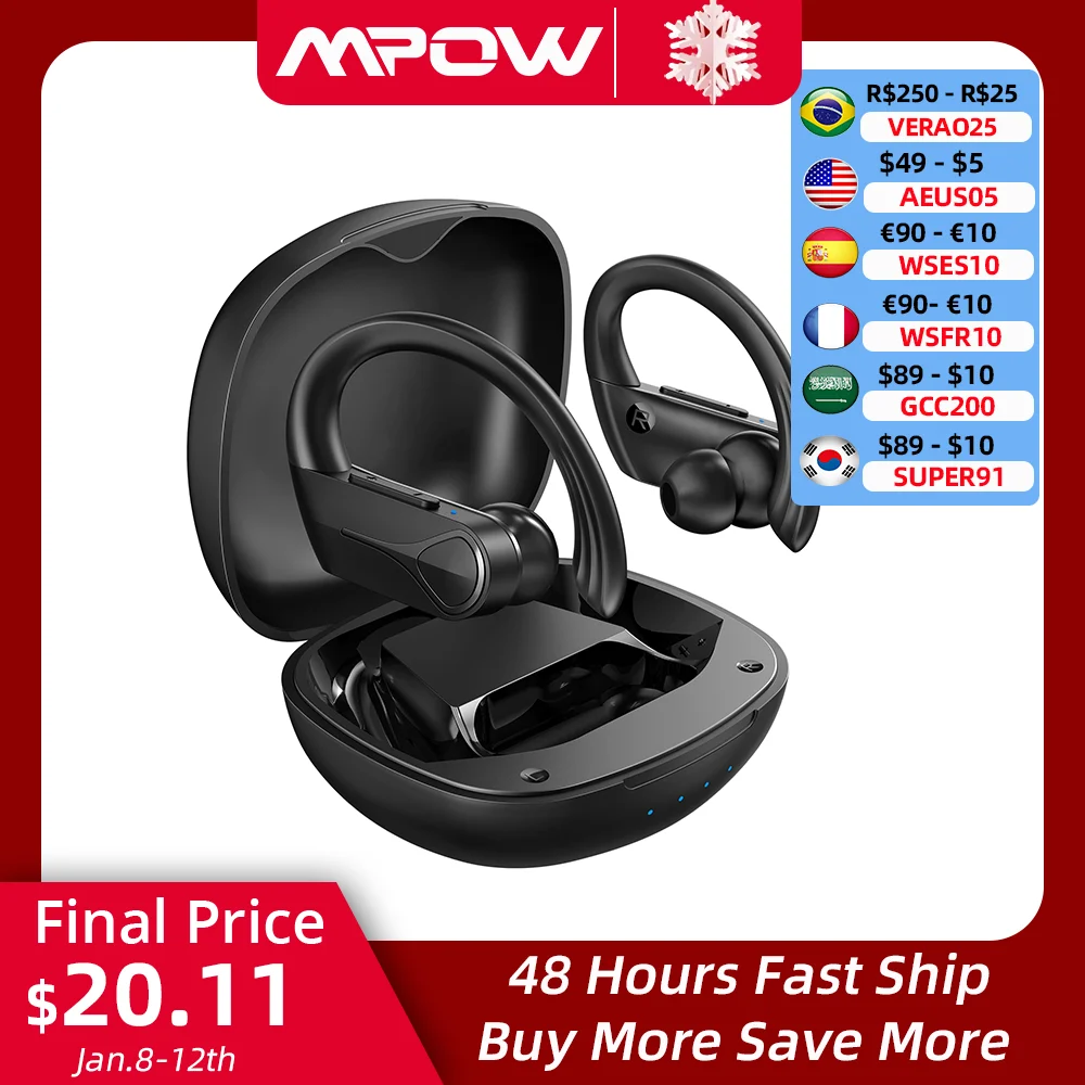 Mpow Flame Solo Auricolari Wireless Tws Bluetooth 5.0 Auricolari Con Microfono Enc Con Cancellazione Del Rumore Ipx7 Impermeabile Per Lo Sport Da Cors