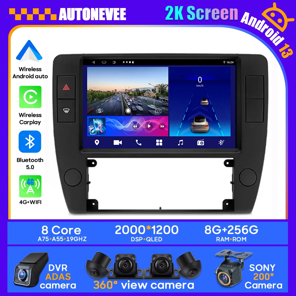 Auto Android Per Volkswagen Passat B5 2000 - 2005 Unità Principale Multimediale Stereo Gps Bt Carplay Android Auto 2Din Autoradio