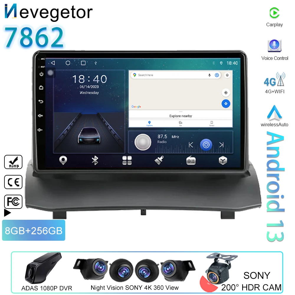 Auto Android Auto Per Ford Fiesta Mk7 2009-2017 Carplay Radio Navigazione Gps Lettore Stereo Multimediale Carplay Wifi No 2Din Dvd