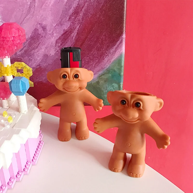 Accendino Portatile Guscio Protettivo In Silicone Divertente Troll Doll Lighter Holder Cute Anti Fall Lighter Storage Case Accessori Carini