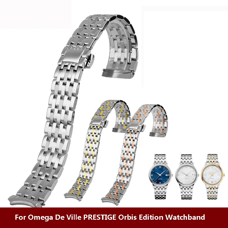 Sostituzione Cinturino In Acciaio Inossidabile Da 20Mm Per Omega De Ville Prestige Orbis Edition Cinturino Per Orologio Bracciale In Metallo Lucido