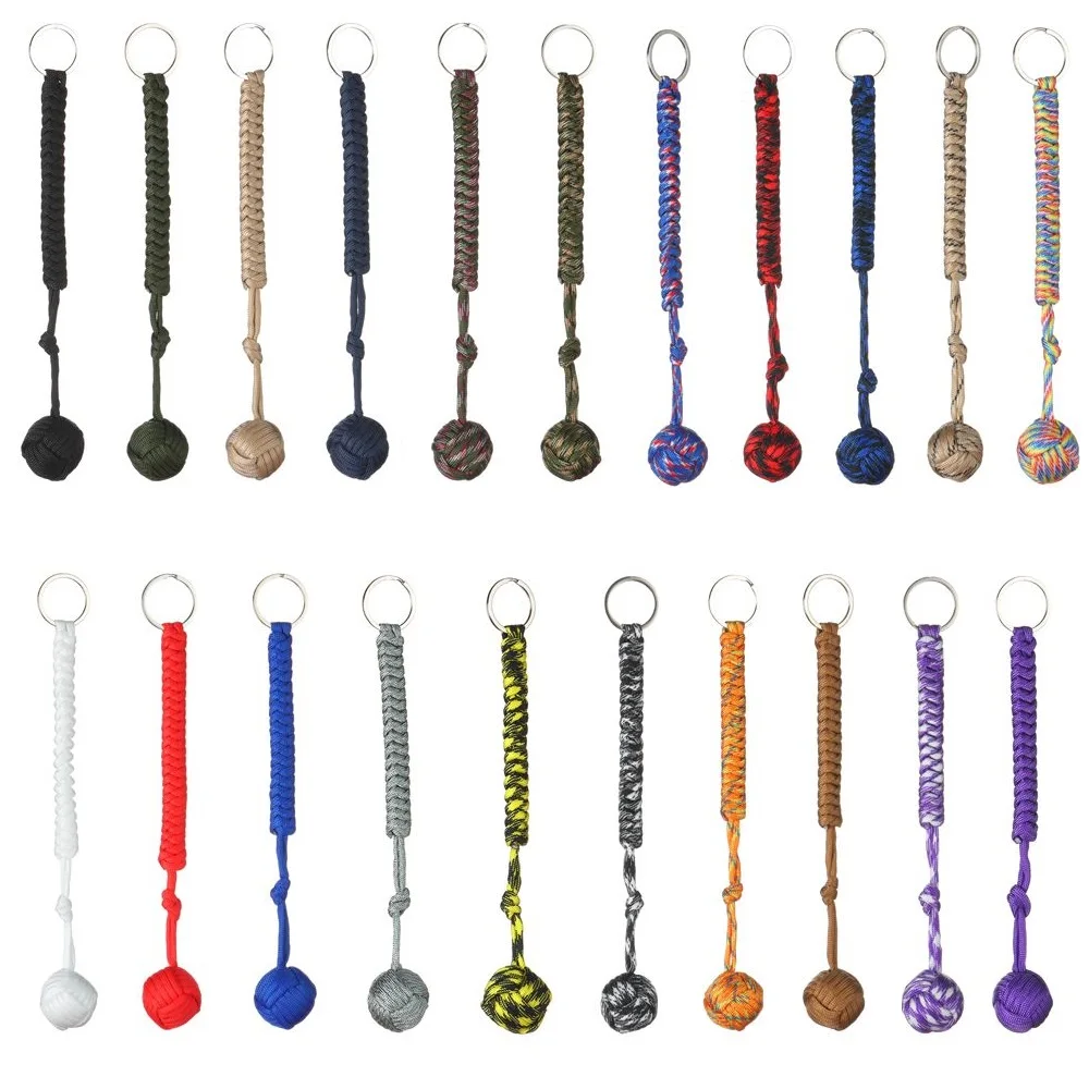 Outdoor Safety Defense Key Ball Ombrello Corda Intrecciata Portachiavi Donna Autodifesa Sette Core Ombrello Sfera D'Acciaio