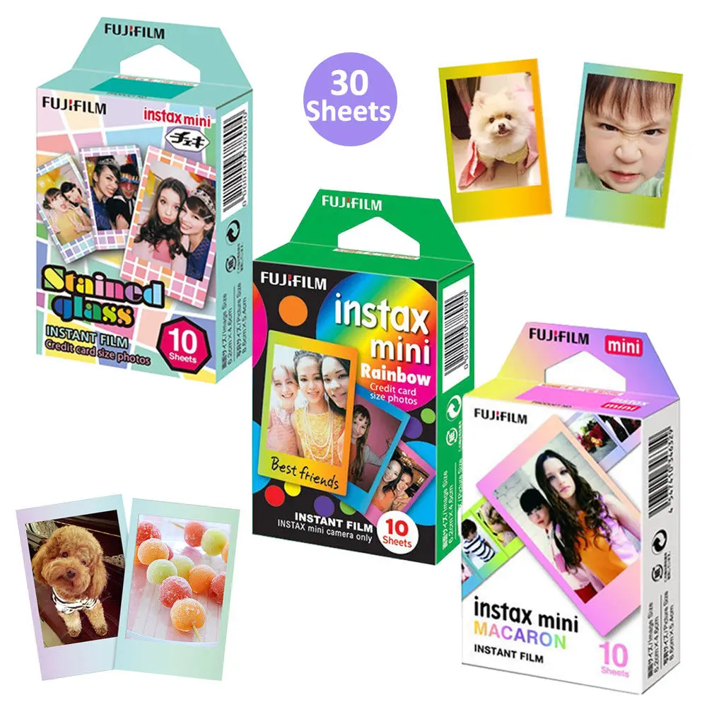 Nuovo Fujifilm Instax Mini Color Design Frame Films 30 Fogli Per Fuji Instant Mini 8 9 11 90 1125 70 Liplay Camera Sp-1 Sp-2 Link