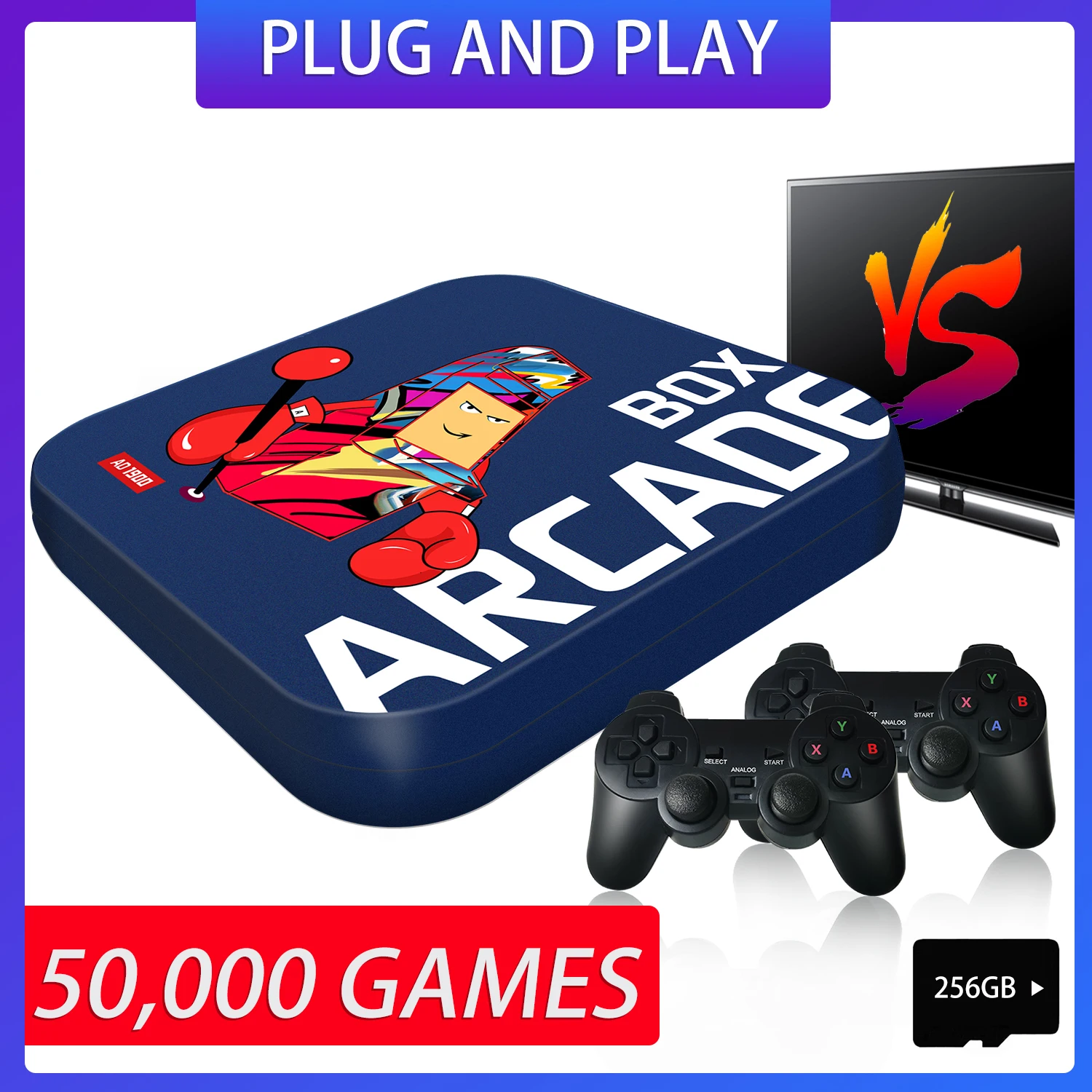 Arcade Box Console Di Gioco Per Ps1/N64/Dc 256Gb Game Box Classic Retro Video 50000 + Games Super Console 4K Hd Tv Projector Monitor
