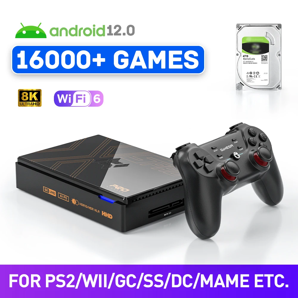 Kinhank Super Console X5 Pro Console Di Gioco Retrò Con 16000 Giochi Per Ps2/Ps1/Ss/Dc/N64 Con 4T Hdd Plug And Play Game Player