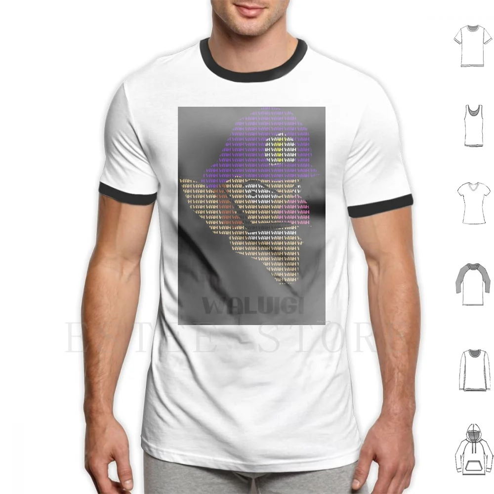 Wah-Waluigi T Shirt Fai Da Te Big Size 100% Cotone Wah Waluigi Gaming Nerd