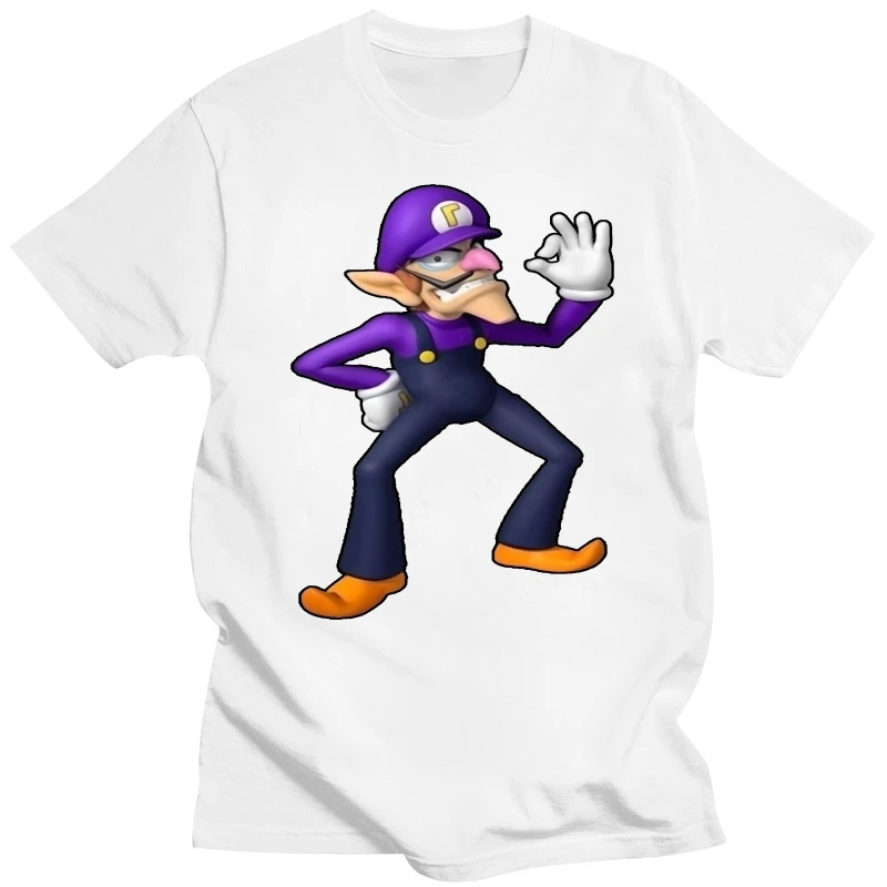 T-Shirt Da Uomo Waluigi Cartoon T-Shirt Nera A Maniche Corte Alla Moda A Buon Mercato