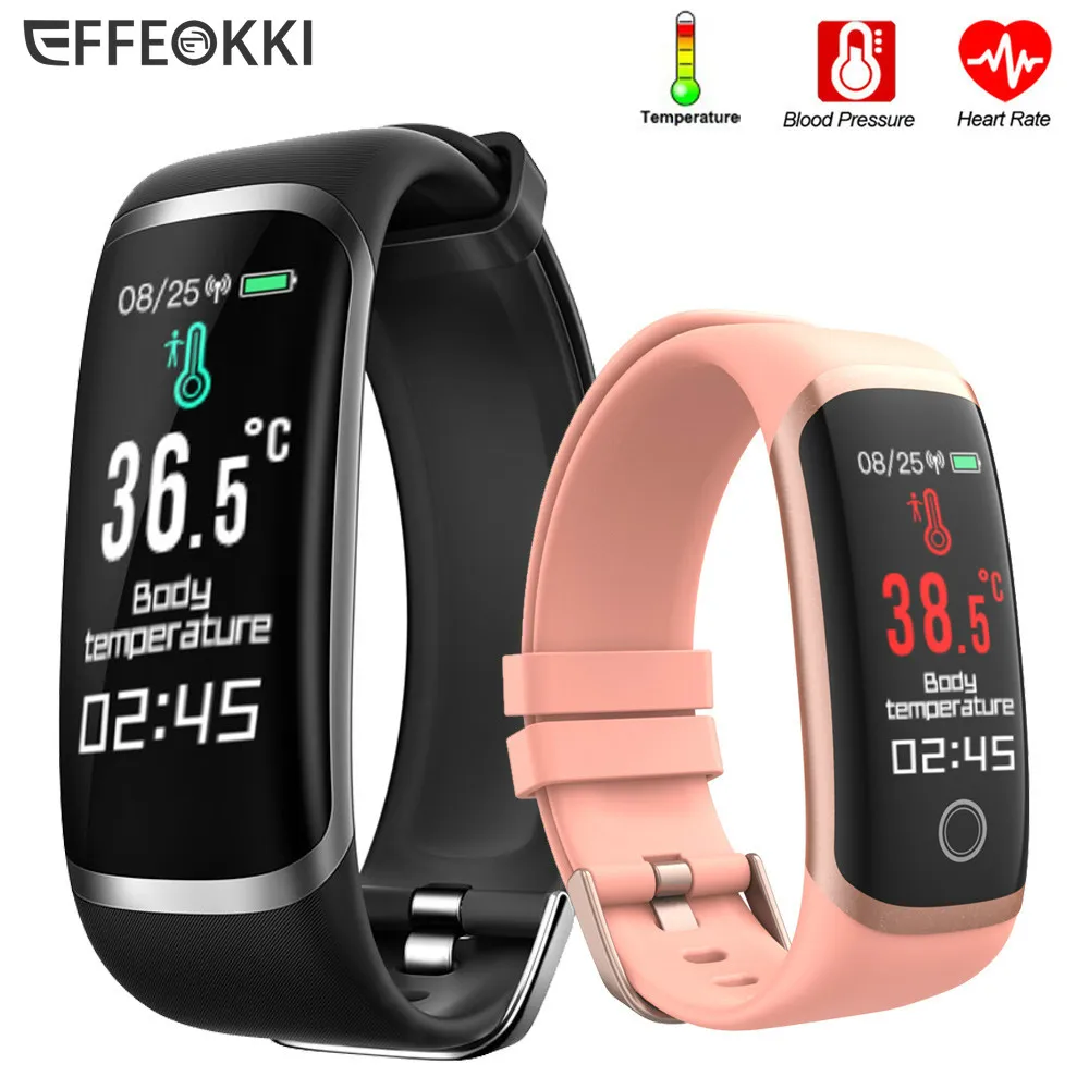 Effeokki Wearfit 2.0 Smart Bracciale Orologio Temperatura Contapassi Frequenza Cardiaca Termometro Schermo Touch Fitness Band Tracker
