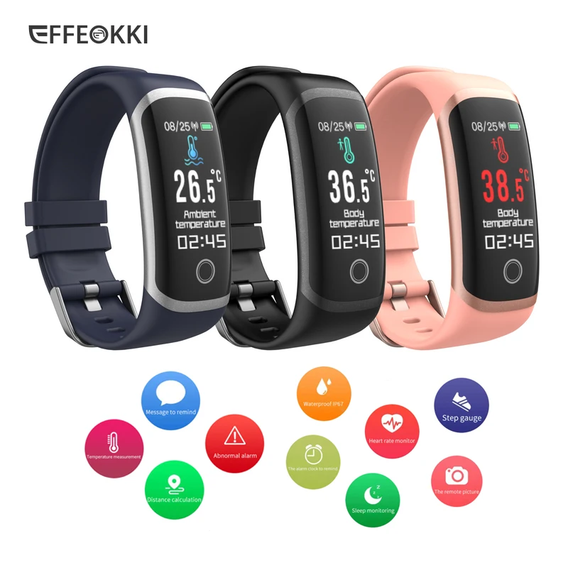 T4 Wearfit Connected Smart Bracciale Misurazione Della Temperatura Corporea Smart Watch Uomo Donna Impermeabile Fitness Activity Tracker