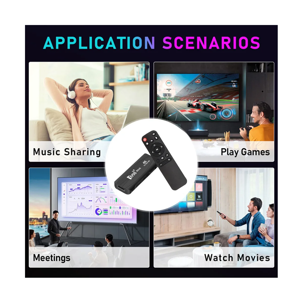 Tv98 Tv Stick 1G + 8G Android12.1 2.4G 5G Wifi Android Smart Tv Box 4K 60Fps Set Top Box (Spina Uk)