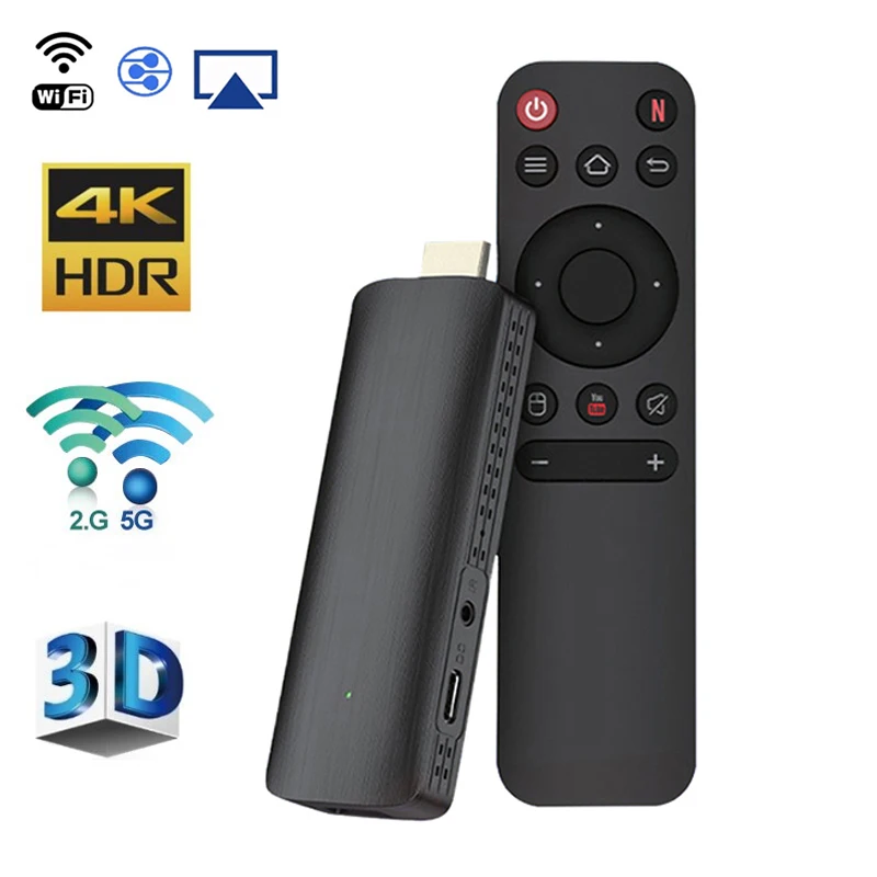 4K Mini Tv Stick Hd Wireless Network Tv Stick Tv Box Lettore Multimediale 2.4G 5.8G Dual Frequency Wifi Streaming Smart Android Tv Stick
