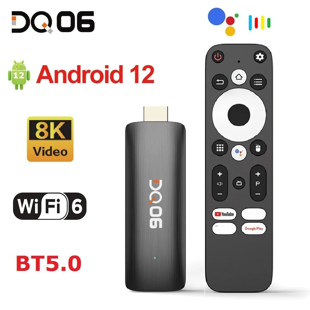 Dq06 Atv Mini Tv Stick Android12 Allwinner H618 Quad Core Cortex A53 Supporto 8K Video 4K Wifi6 Bt Voice Remote Smart Tv Box