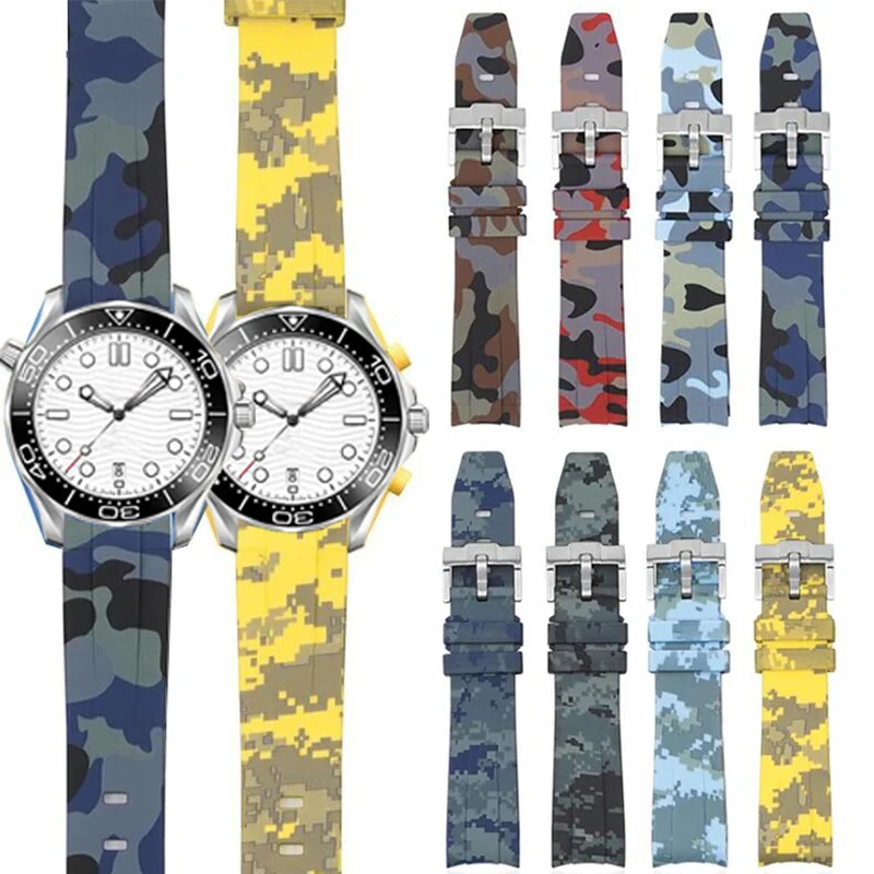 Cinturino In Gomma Siliconica Da 20Mm Per Omega X Swatch Joint Moonswatch Uomo Donna Camouflage Curved End Band Bracciale Accessori Per Orologi